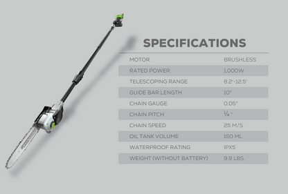 OPTIMUS 82V 10" Polesaw with Carbon Fiber Shaft with CORE400 Battery and Charger | OPS300T-C4DP