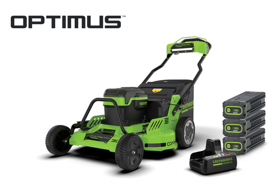 Optimus 82V 30” Self-Propelled Lawn Mower with (3) 8Ah Batteries and Dual Port Charger | 82LM30S-83DP