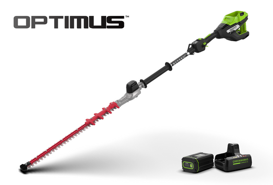 Optimus 82V Short Pole Fixed Hedge Trimmer with (1) 2.5 Ah Battery and Dual-Port Charger | PH302F-25DP