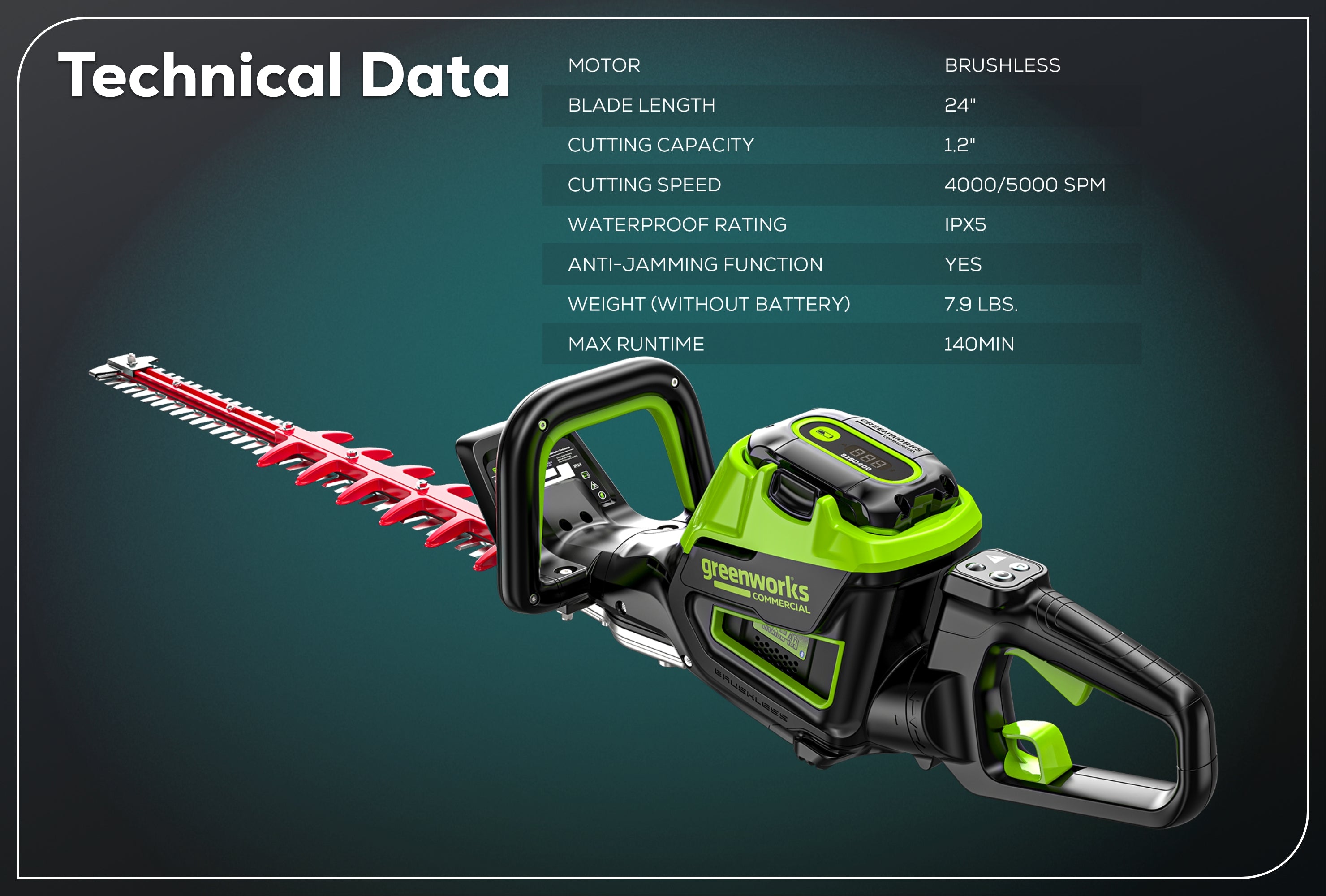 Optimus 82V 24 Hedge Trimmer with 2Ah Battery and Single Port Charger 2215402 Greenworks Commercial