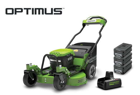 Optimus 82V 30" All-Terrain Mower with Swivel Casters and (3) CORE530 Batteries and DP Charger | ATM30C-83DP