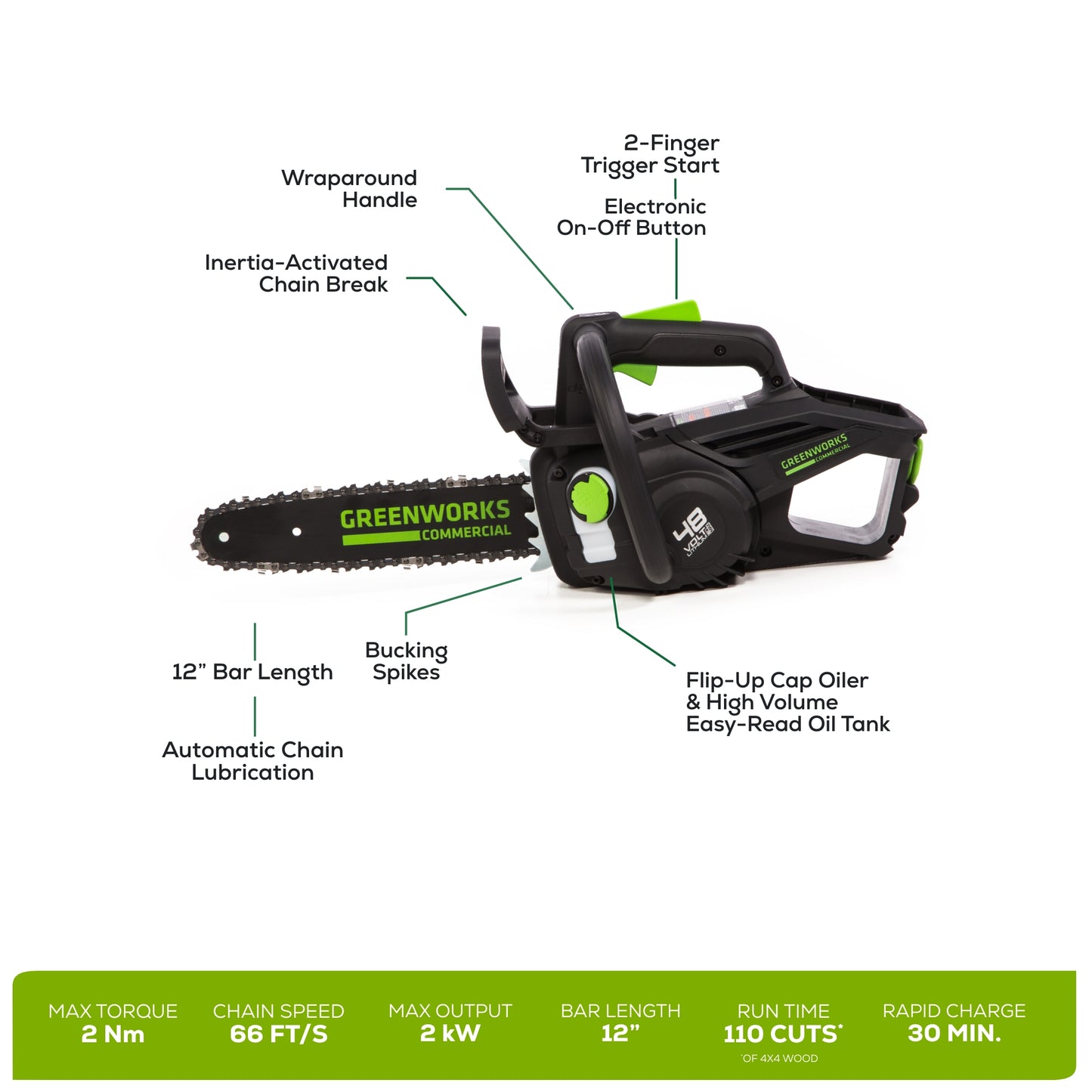 48V 12" Top-Handle Chainsaw with Battery and Charger | 48TH12