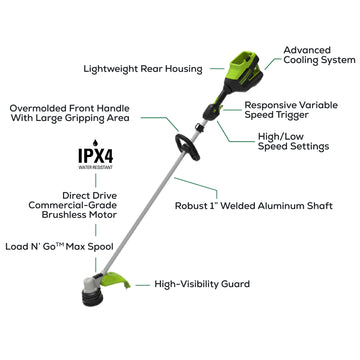 Greenworks Commercial 82TB18 82V Commercial 18 Bike Handle Front Motor  Brushless String Trimmer (Battery & Charger Not Included)