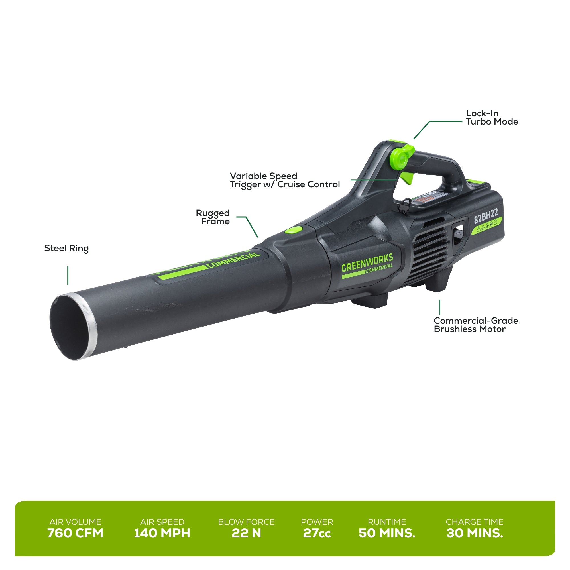 82V Handheld Brushless Axial Blower Tool-Only | 2426102VT | Greenworks  Commercial